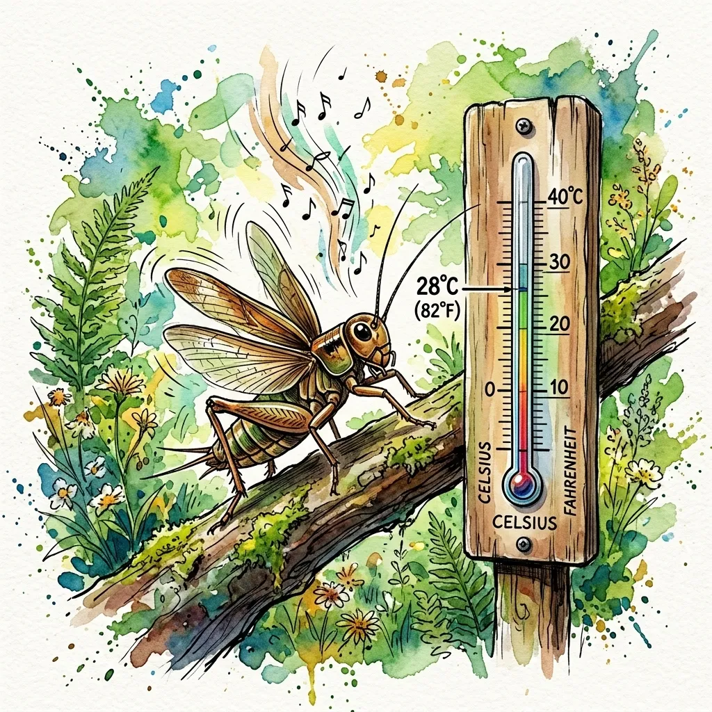 Cricket on Thermometer Watercolor